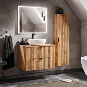 wohnli-moebel-suche-800001248010-1 WASCHTISCH 80.6cm Adriel Holz in Eichenoptik Holzwerkstoff Petits-meubles Möbel > Schränke > Badezimmerschränke > Waschtische Braun