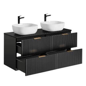 wohnli-moebel-suche-800001248048-1 DOPPELWASCHTISCH 120.8cm Adriel Mattschwarz Holzwerkstoff Petits-meubles Möbel > Schränke > Badezimmerschränke > Waschtische Schwarz
