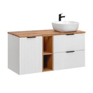 wohnli-moebel-suche-800001248054-1 WASCHTISCH 120.8cm Adriel Weiß und Holz Holzwerkstoff Petits-meubles Möbel > Schränke > Badezimmerschränke > Waschtische Weiß