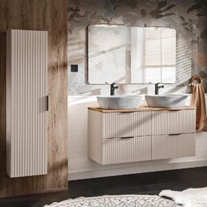 DOPPELWASCHTISCH 120.8cm Adriel Beige Holzwerkstoff Petits-meubles Möbel > Schränke > Badezimmerschränke > Waschtische Beige