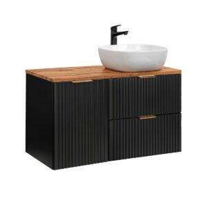 wohnli-moebel-suche-800001248094-1 WASCHTISCH 100.8cm Adriel Schwarz und Holz Holzwerkstoff Petits-meubles Möbel > Schränke > Badezimmerschränke > Waschtische Schwarz