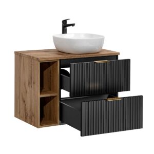 wohnli-moebel-suche-800001248102-1 WASCHTISCH 80.6cm Adriel Schwarz Holzwerkstoff Petits-meubles Möbel > Schränke > Badezimmerschränke > Waschtische Schwarz