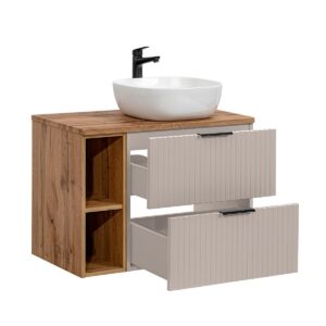 wohnli-moebel-suche-800001248104-1 WASCHTISCH 80.6cm Adriel Beige Holzwerkstoff Petits-meubles Möbel > Schränke > Badezimmerschränke > Waschtische Beige
