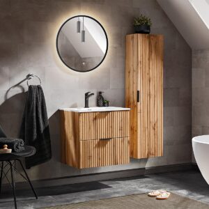 wohnli-moebel-suche-800001248115-1 WASCHTISCH 60.2cm Adriel Holz in Eichenoptik Holzwerkstoff Petits-meubles Möbel > Schränke > Badezimmerschränke > Waschtische Braun