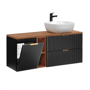 wohnli-moebel-suche-800001248131 Wohnli Möbelsuche - WASCHTISCH 140.8cm Adriel Schwarz und Holz