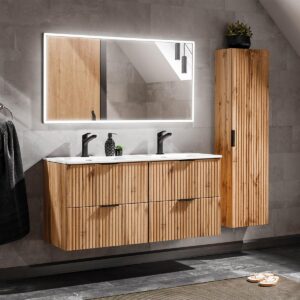 DOPPELWASCHTISCH 120.4cm Adriel Holz in Eichenoptik Holzwerkstoff Petits-meubles Möbel > Schränke > Badezimmerschränke > Waschtische Braun