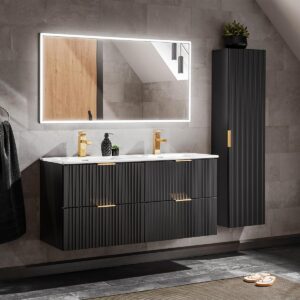 wohnli-moebel-suche-800001248145-1 DOPPELWASCHTISCH 120.4cm Adriel Mattschwarz Holzwerkstoff Petits-meubles Möbel > Schränke > Badezimmerschränke > Waschtische Schwarz