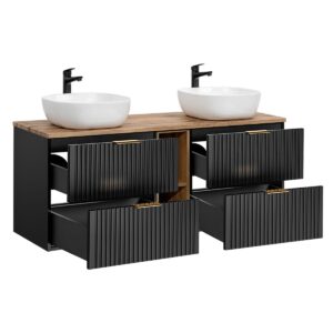 wohnli-moebel-suche-800001248163-1 DOPPELWASCHTISCH 140.8cm Adriel Schwarz Holzwerkstoff Petits-meubles Möbel > Schränke > Badezimmerschränke > Waschtische Schwarz