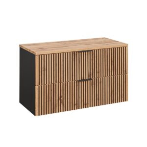 wohnli-moebel-suche-800001248355-1 WASCHTISCH 100.6cm Gaia Holz in Eichenoptik und Schwarz Holzwerkstoff Petits-meubles Möbel > Schränke > Badezimmerschränke > Waschtische Schwarz
