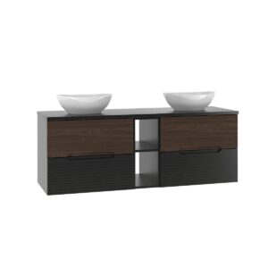 wohnli-moebel-suche-800001248389 Wohnli Möbelsuche - DOPPELWASCHTISCH 140.6cm Sylla Schwarz und Holz