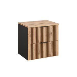 WASCHTISCH 60.6cm Gaia Holz in Eichenoptik und Schwarz Holzwerkstoff Petits-meubles Möbel > Schränke > Badezimmerschränke > Waschtische Schwarz