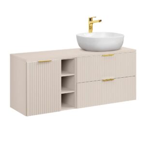 wohnli-moebel-suche-800001248409-1 WASCHTISCH 140.8cm Adriel Kaschmir Holzwerkstoff Petits-meubles Möbel > Schränke > Badezimmerschränke > Waschtische Beige