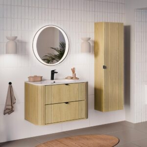 WASCHTISCH 80cm Mila Helle Eiche Holzwerkstoff Petits-meubles Möbel > Schränke > Badezimmerschränke > Waschtische Braun
