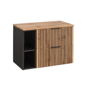WASCHTISCH 80.6cm Gaia Holz in Eichenoptik und Schwarz Holzwerkstoff Petits-meubles Möbel > Schränke > Badezimmerschränke > Waschtische Schwarz