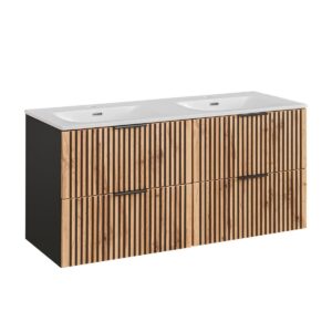 wohnli-moebel-suche-800001248430 Wohnli Möbelsuche - DOPPELWASCHTISCH 120.4cm Gaia Holz in Eichenoptik und Schwarz