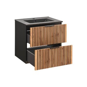 WASCHTISCH 60.2cm Gaia Holz in Eichenoptik und Schwarz Holzwerkstoff Petits-meubles Möbel > Schränke > Badezimmerschränke > Waschtische Schwarz