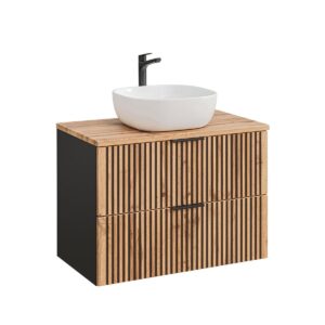 Wohnli Möbelsuche - WASCHTISCH 80.6cm Gaia Holz in Eichenoptik und Schwarz