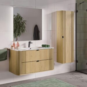 WASCHTISCH 100cm Mila Helle Eiche Holzwerkstoff Petits-meubles Möbel > Schränke > Badezimmerschränke > Waschtische Braun
