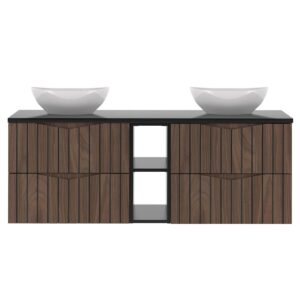 wohnli-moebel-suche-800001248445-1 DOPPELWASCHTISCH 140.6cm Siena Holz und Schwarz Holzwerkstoff Petits-meubles Möbel > Schränke > Badezimmerschränke > Waschtische Schwarz