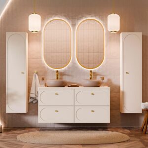 wohnli-moebel-suche-800001248484-1 DOPPELWASCHTISCH 120.6cm Sanae Sandbeige Holzwerkstoff Petits-meubles Möbel > Schränke > Badezimmerschränke > Waschtische Beige