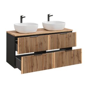 DOPPELWASCHTISCH 120.6cm Gaia Holz in Eichenoptik und Schwarz Holzwerkstoff Petits-meubles Möbel > Schränke > Badezimmerschränke > Waschtische Schwarz