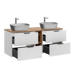 wohnli-moebel-suche-800001248495-1 DOPPELWASCHTISCH 140.8cm Adriel Weiß Holzwerkstoff Petits-meubles Möbel > Schränke > Badezimmerschränke > Waschtische Weiß