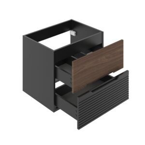 DOPPELWASCHTISCH 120.6cm Sylla Schwarz und Holz Holzwerkstoff Petits-meubles Möbel > Schränke > Badezimmerschränke > Waschtische Schwarz