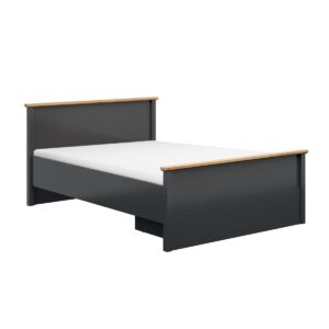 Wohnli Möbelsuche - BETT 140/200 Duck Anthrazitgrau und Holz in Eichenoptik