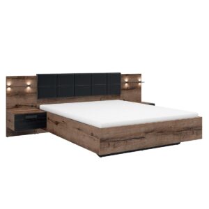 BETT 180/200 Romane Holz und Schwarz Holzwerkstoff Petits-meubles Möbel > Betten Schwarz