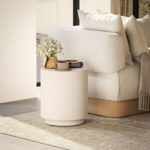 BEISTELLTISCH Anorganisches Erzpulver Cremeweiß Naturmaterialien HOMCOM Möbel > Tische > Beistelltische Weiß