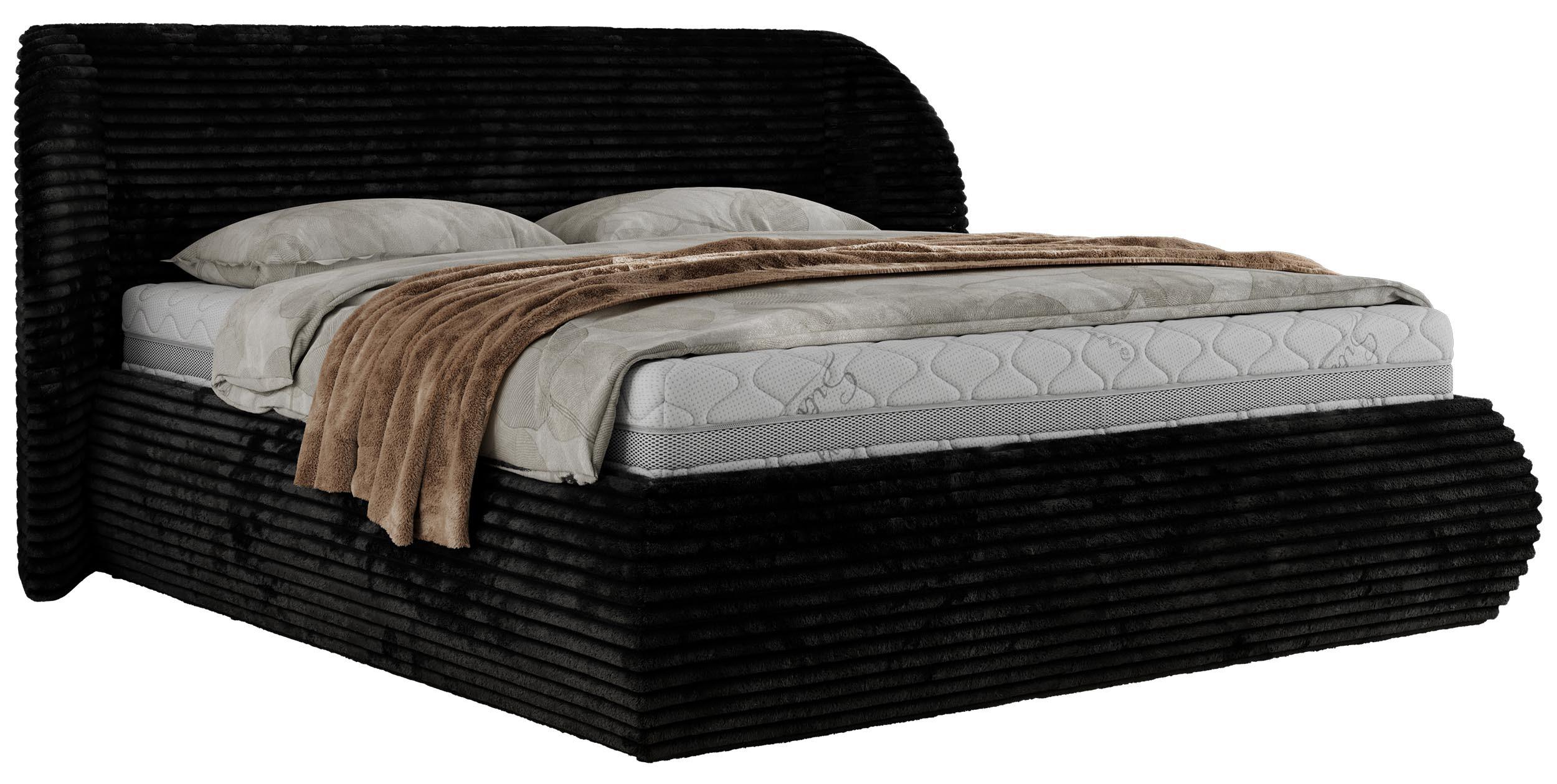 Wohnli Möbelsuche - POLSTERBETT CAELA CLASSIC 140/200 - Schwarz Cord - Schaum-Matratze