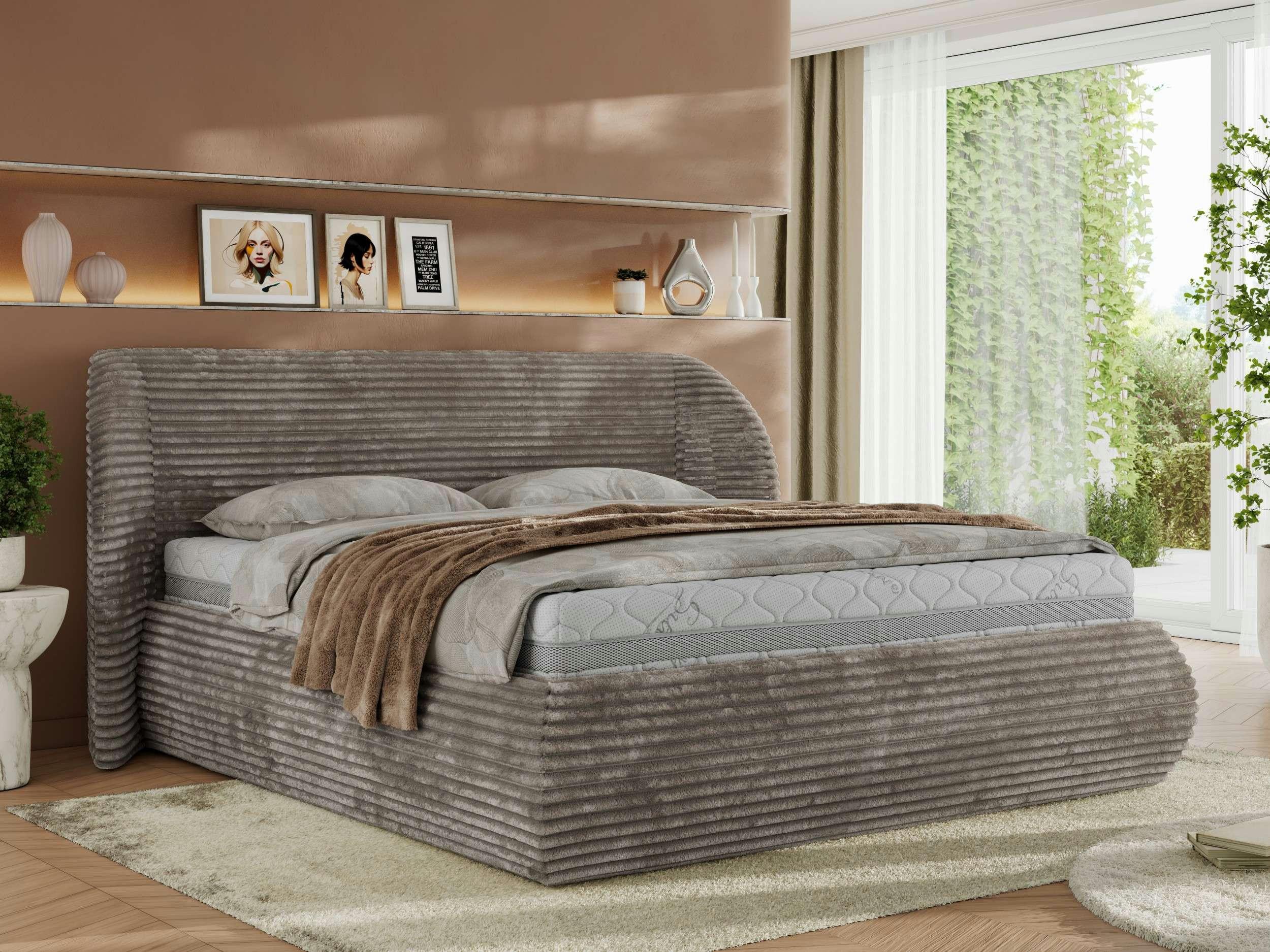 POLSTERBETT CAELA CLASSIC 160/200 - Hellbraun Cord - Multipocket-Matratze Textil MKS Möbel > Betten > Polsterbetten Braun