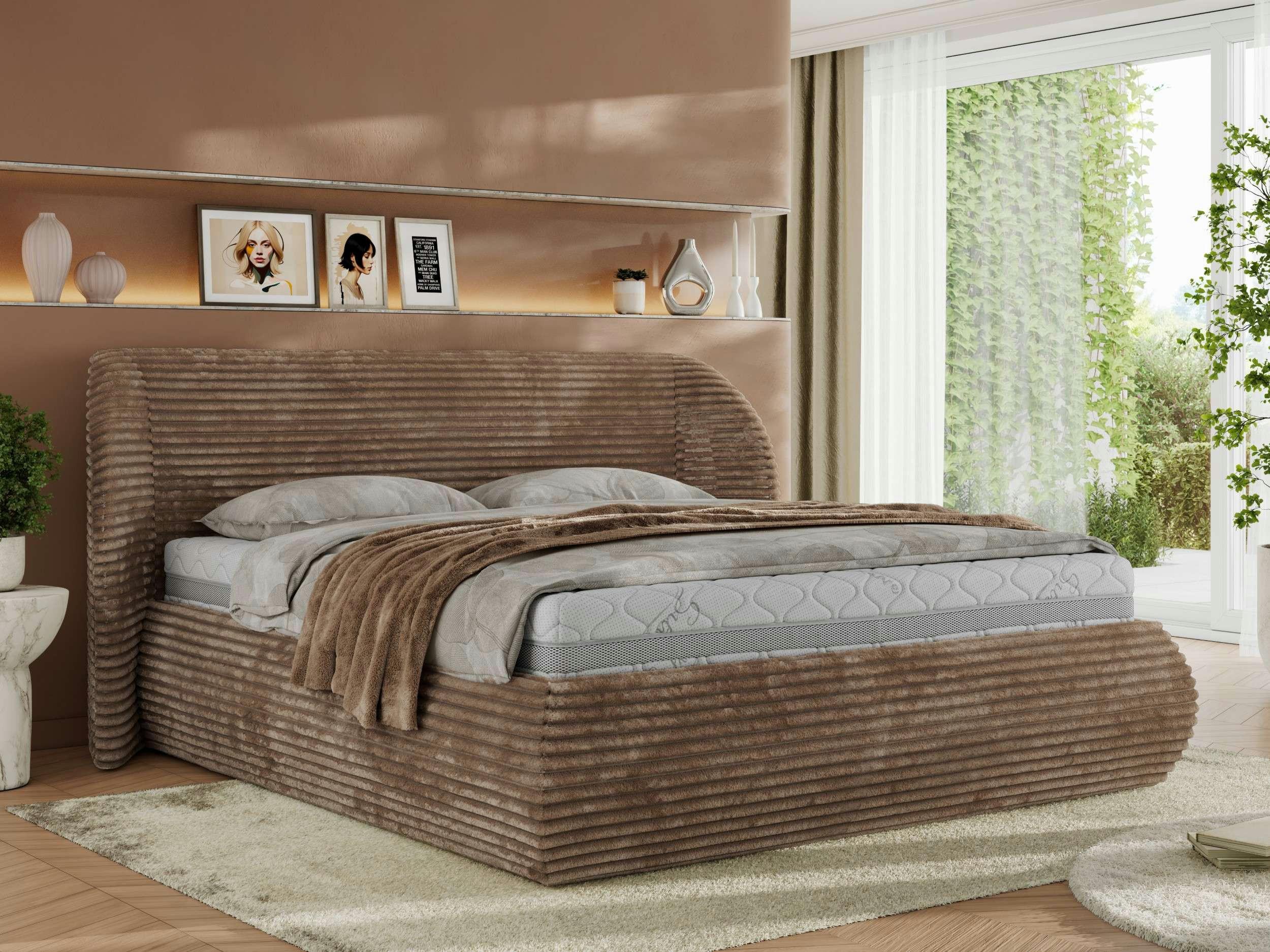 wohnli-moebel-suche-800001257657-1 POLSTERBETT CAELA CLASSIC 140/200 - Braun Cord - ohne Matratze Textil MKS Möbel > Betten > Polsterbetten Braun