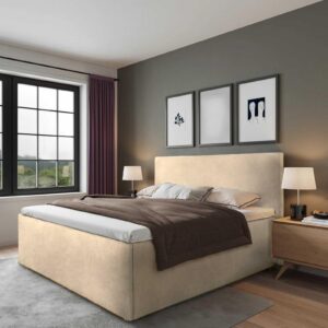 wohnli-moebel-suche-800001262204-1 POLSTERBETT Gent Beige 200 x 200 x 40 cm Bettkasten Mit hochwertiger Matratze H3 (bis 120 kg) und Lattenrost Holz Halmon Schlafkomfort Betten Möbel > Betten > Polsterbetten Beige