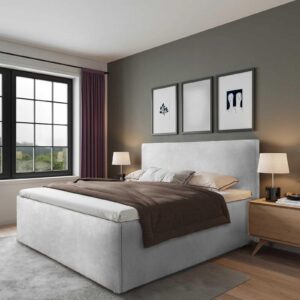 wohnli-moebel-suche-800001262562-1 POLSTERBETT Gent Grau 180 x 200 x 40 cm Bettkasten Mit hochwertiger Matratze H2 (bis 100 kg) und Lattenrost Holz Halmon Schlafkomfort Betten Möbel > Betten > Polsterbetten Grau