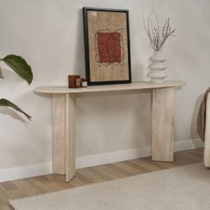 wohnli-moebel-suche-800001263902-1 KONSOLE mit zwei Beinen SIRA 150/35/75 cm Holzwerkstoff Calicosy Möbel > Kommoden & Schubladenschränke > Konsolentische Beige