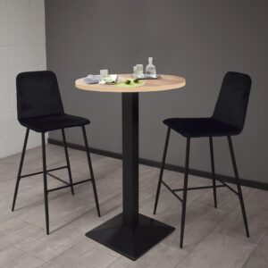 TRESENTISCH rund Eleanore 70 cm schwarz matt/eiche sägerau Metall 58aufmkessel Möbel > Tische > Bartische Grau