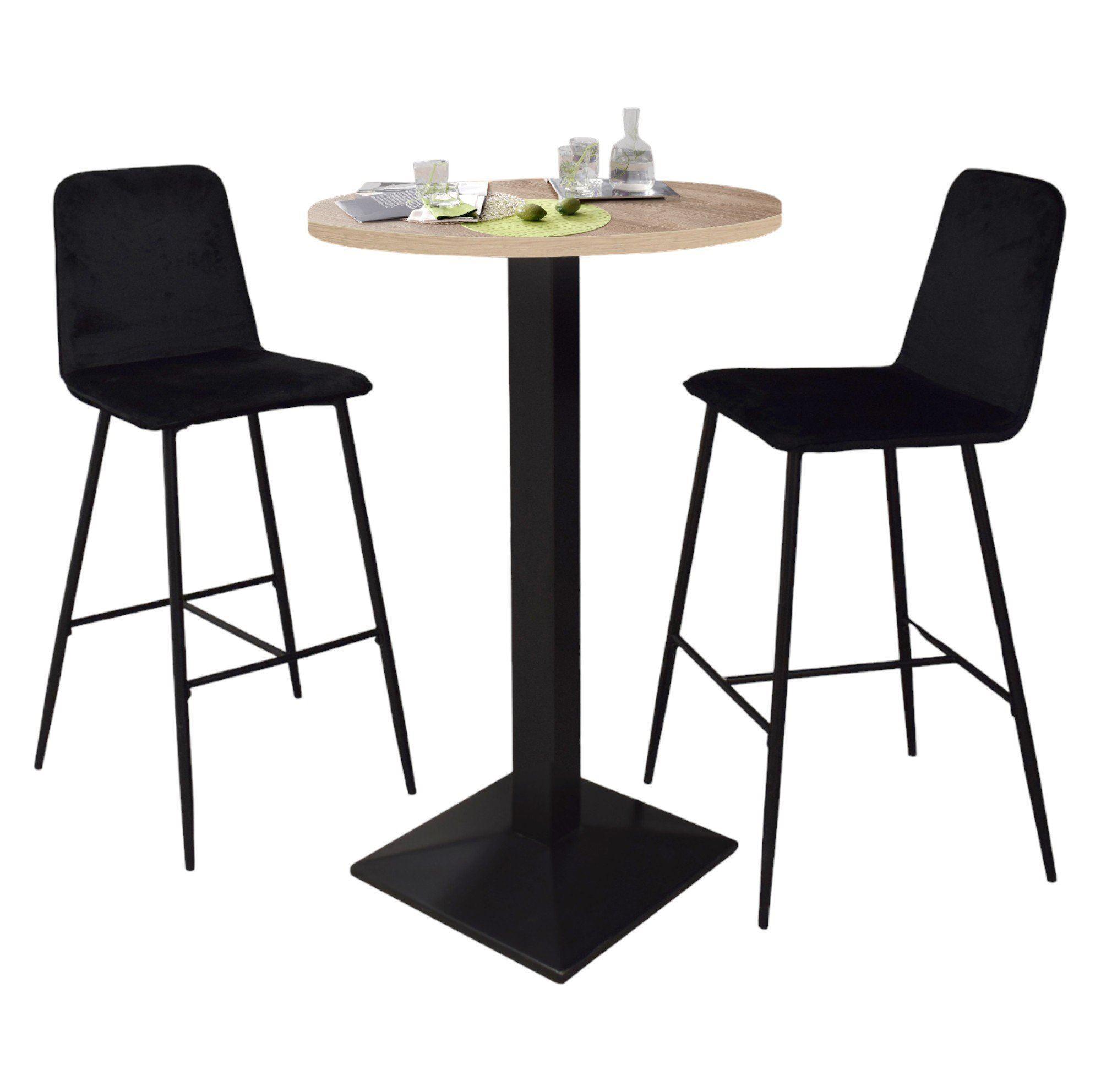 wohnli-moebel-suche-800001264093 Wohnli Möbelsuche - TRESENTISCH rund Eleanore 70 cm schwarz matt/eiche sägerau