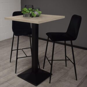 TRESENTISCH Elene 70x70x106 schwarz matt/eiche sägerau Metall 58aufmkessel Möbel > Tische > Bartische Grau