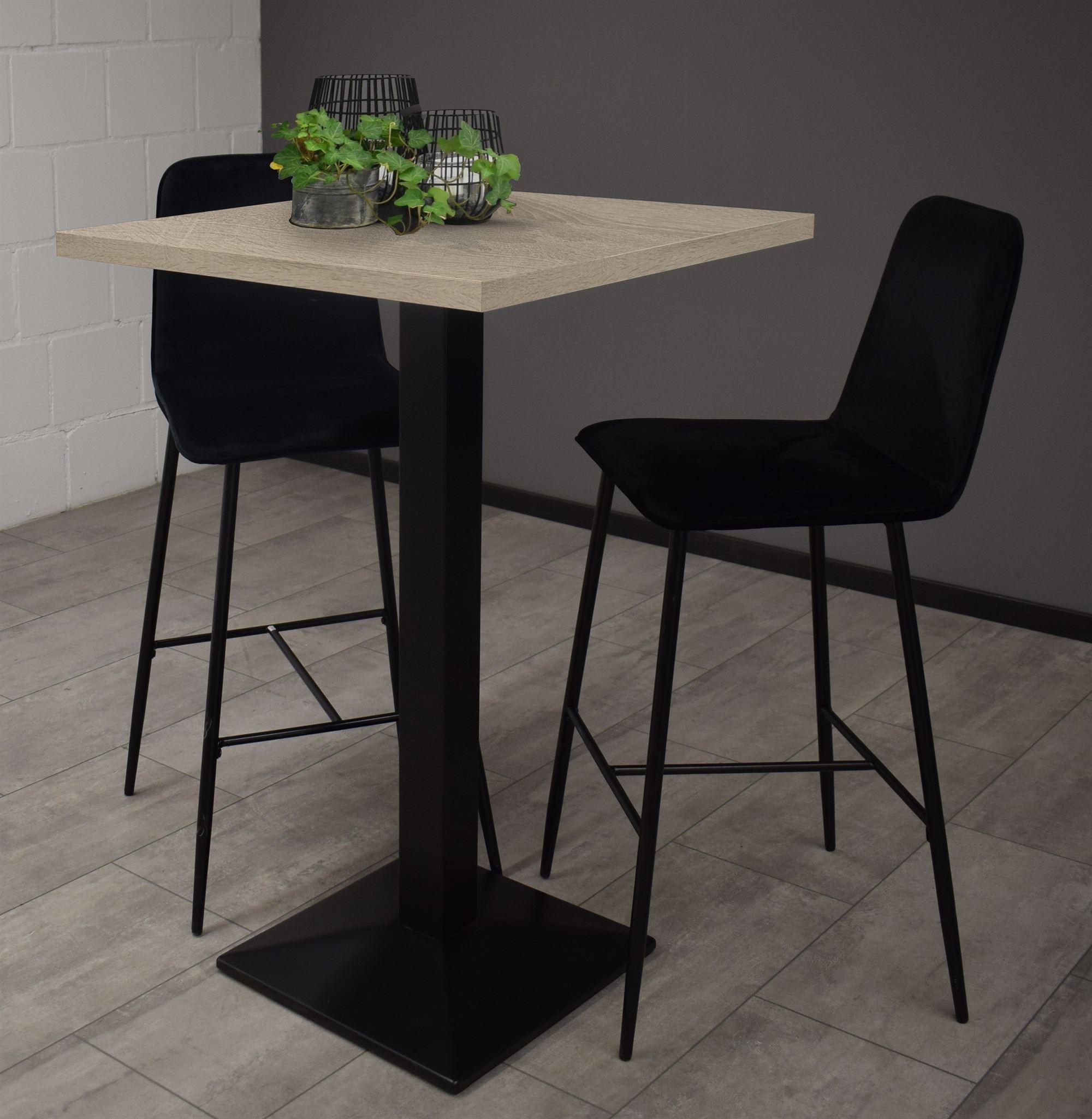 TRESENTISCH Elene 70x70x106 schwarz matt/eiche sägerau Metall 58aufmkessel Möbel > Tische > Bartische Grau