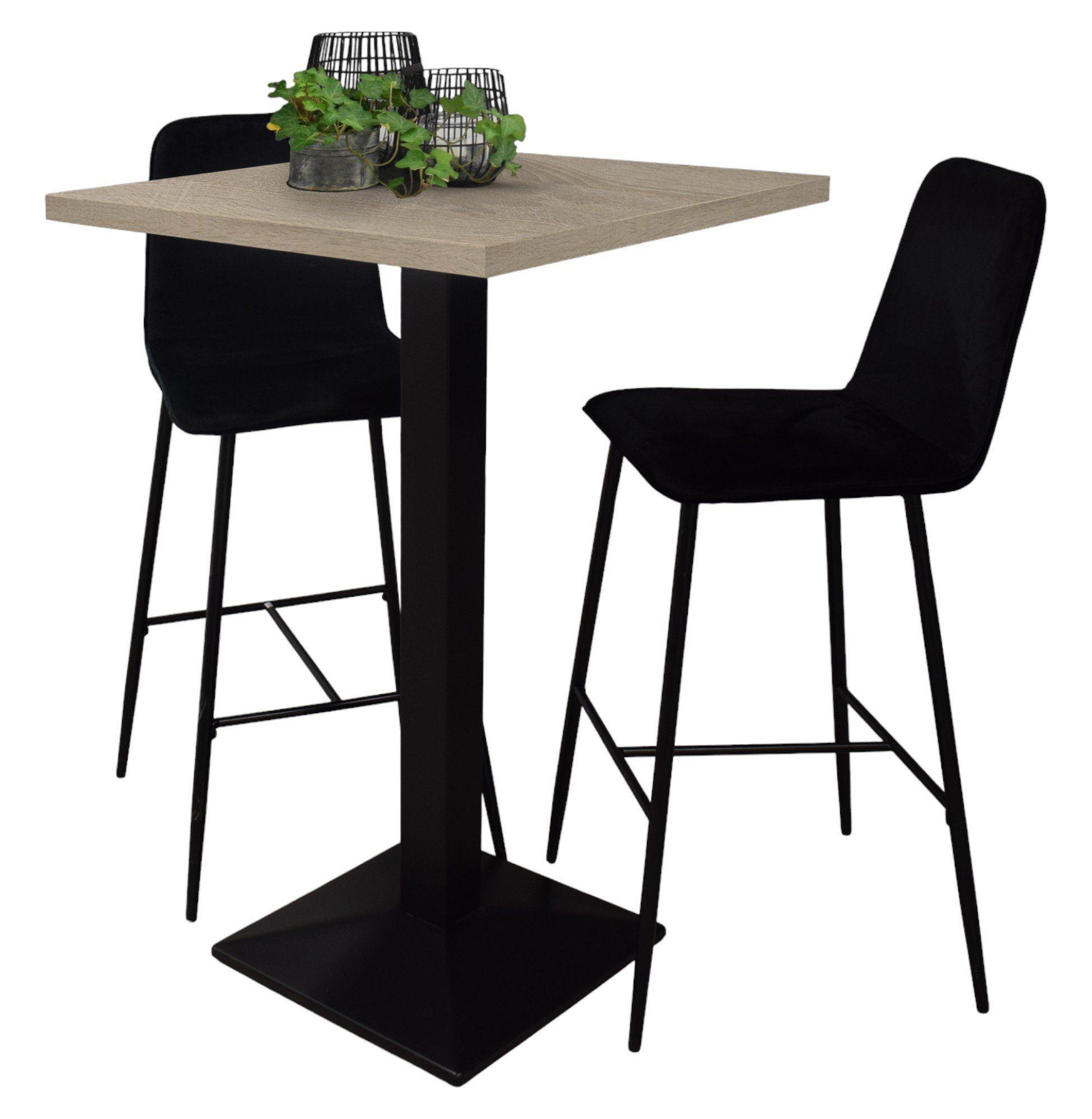 Wohnli Möbelsuche - TRESENTISCH Elene 70x70x106 schwarz matt/eiche sägerau