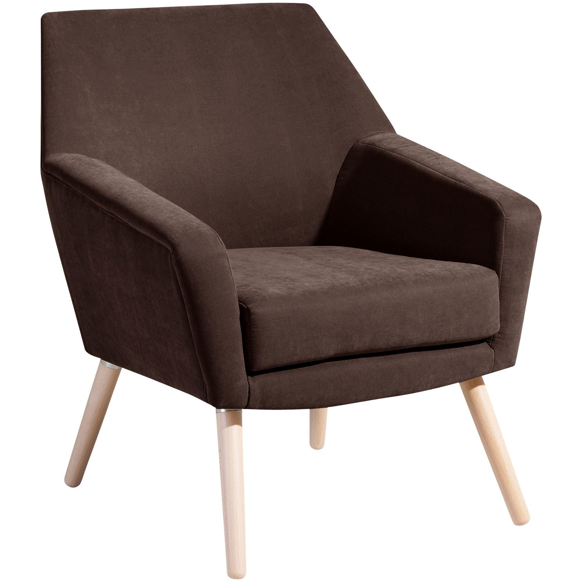 Wohnli Möbelsuche - SESSEL Kachka Bezug Veloursstoff Buche natur / braun