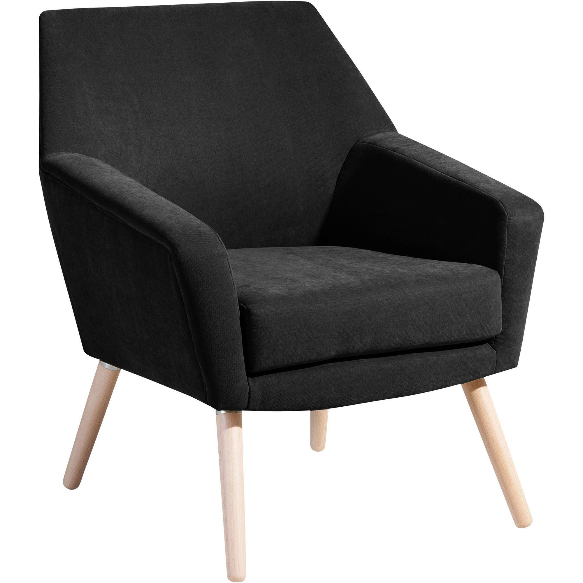 Wohnli Möbelsuche - SESSEL Kachka Bezug Veloursstoff Buche natur / schwarz