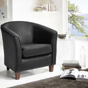 wohnli-moebel-suche-800001264144-1 SESSEL Karine Bezug pigmentiertes Nappaleder Buche nussbaum dunkel / schwarz Kunststoff 58aufmkessel Möbel > Sessel > Polstersessel Schwarz