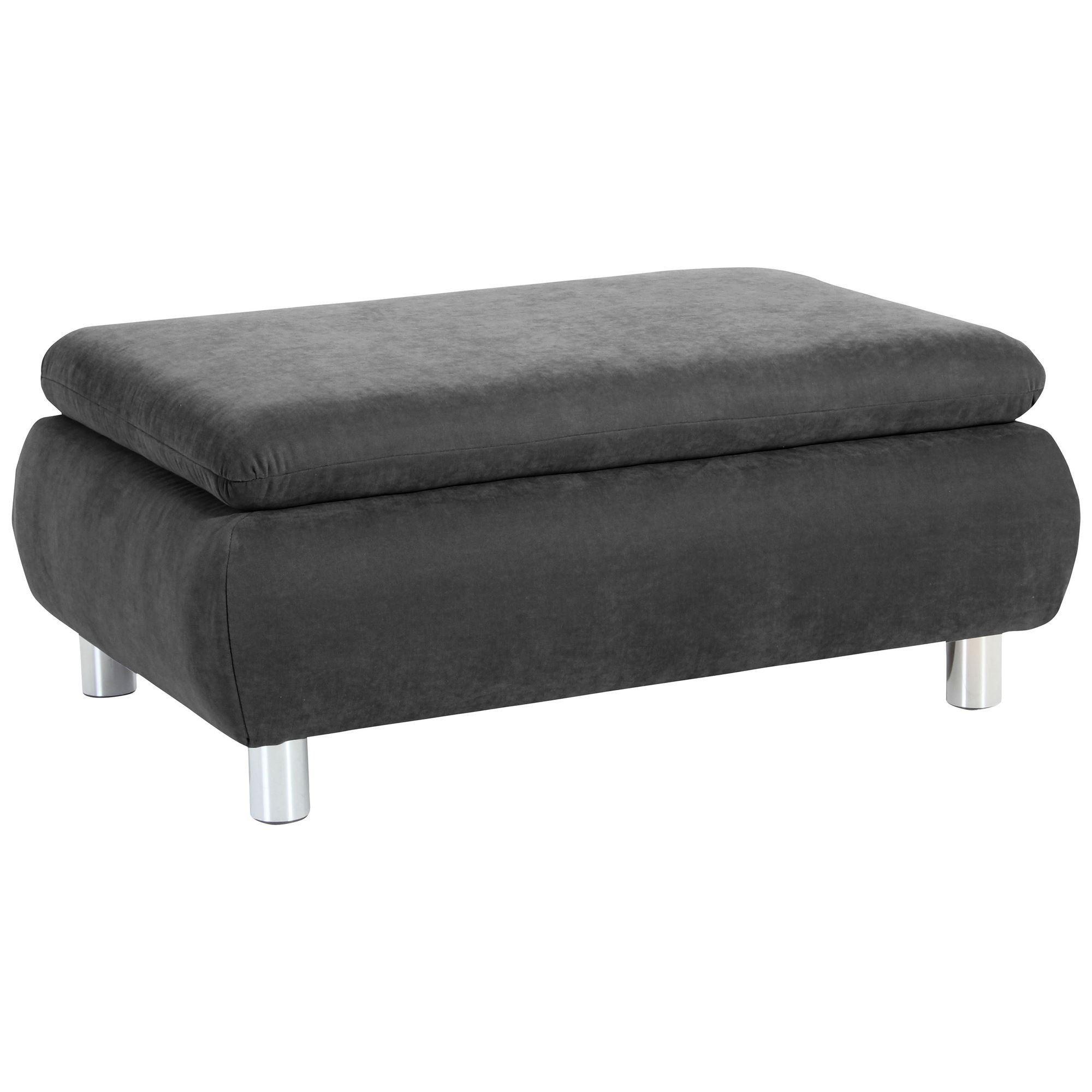 Wohnli Möbelsuche - HOCKER Kaye Bezug Veloursstoff Metallfuß verchromt / anthrazit