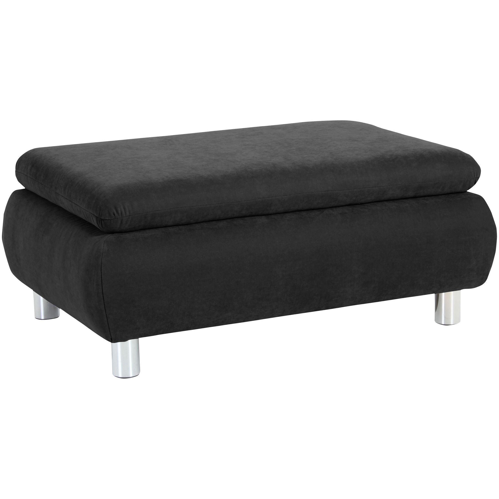 Wohnli Möbelsuche - HOCKER Kaye Bezug Veloursstoff Metallfuß verchromt / schwarz