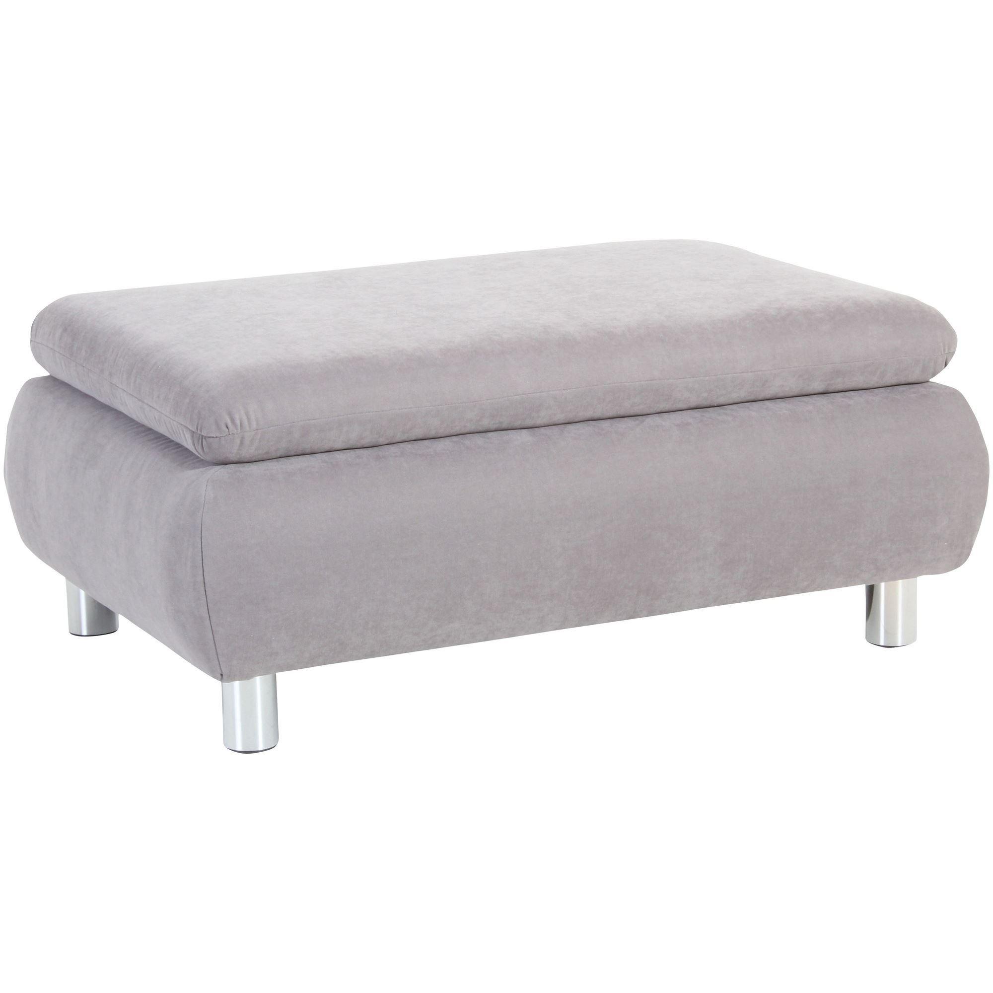 Wohnli Möbelsuche - HOCKER Kaye Bezug Veloursstoff Metallfuß verchromt / silber