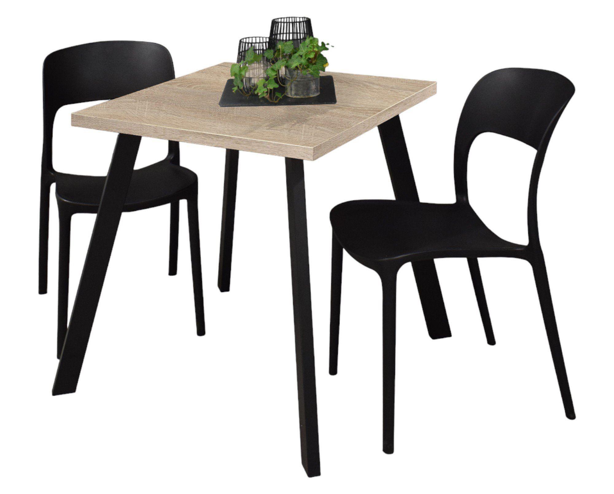 wohnli-moebel-suche-800001264464 Wohnli Möbelsuche - BISTROTISCH Eirene 70x70x75 schwarz matt/eiche sägerau