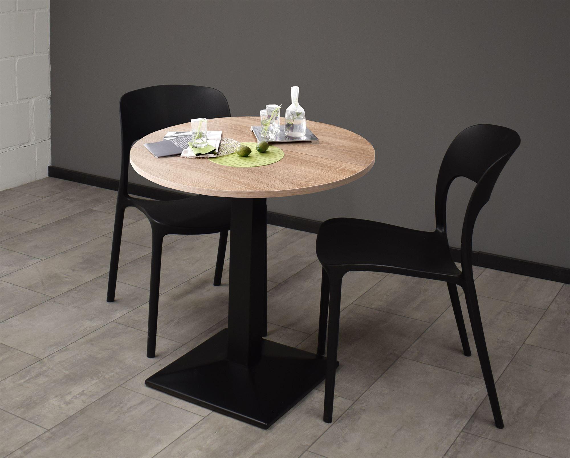 BISTROTISCH rund Elanur 70 cm schwarz matt/eiche sägerau Metall 58aufmkessel Möbel > Tische > Esstische Grau