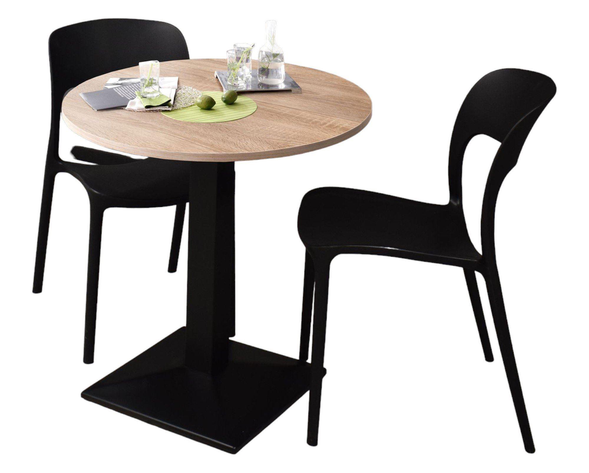 wohnli-moebel-suche-800001264482 Wohnli Möbelsuche - BISTROTISCH rund Elanur 70 cm schwarz matt/eiche sägerau